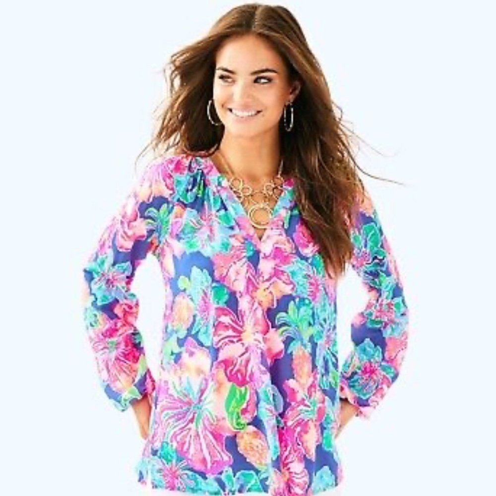 Lilly Pulitzer Martinique top in beckon blue jungle utopia medium NWT